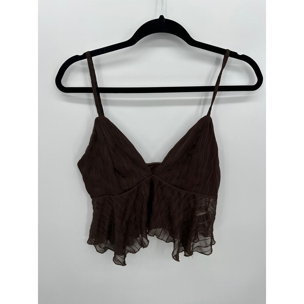 Y2K Bratz Babydoll Cropped‎ Tank Top Size M Fairy Brown Festival Boho Grunge